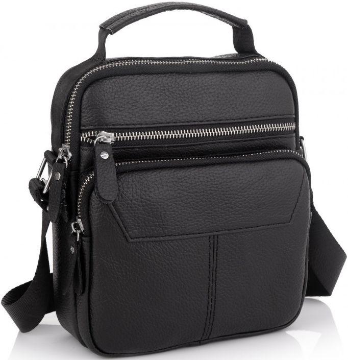 Сумка чоловіча шкіряна Tiding Bag через плече чорна