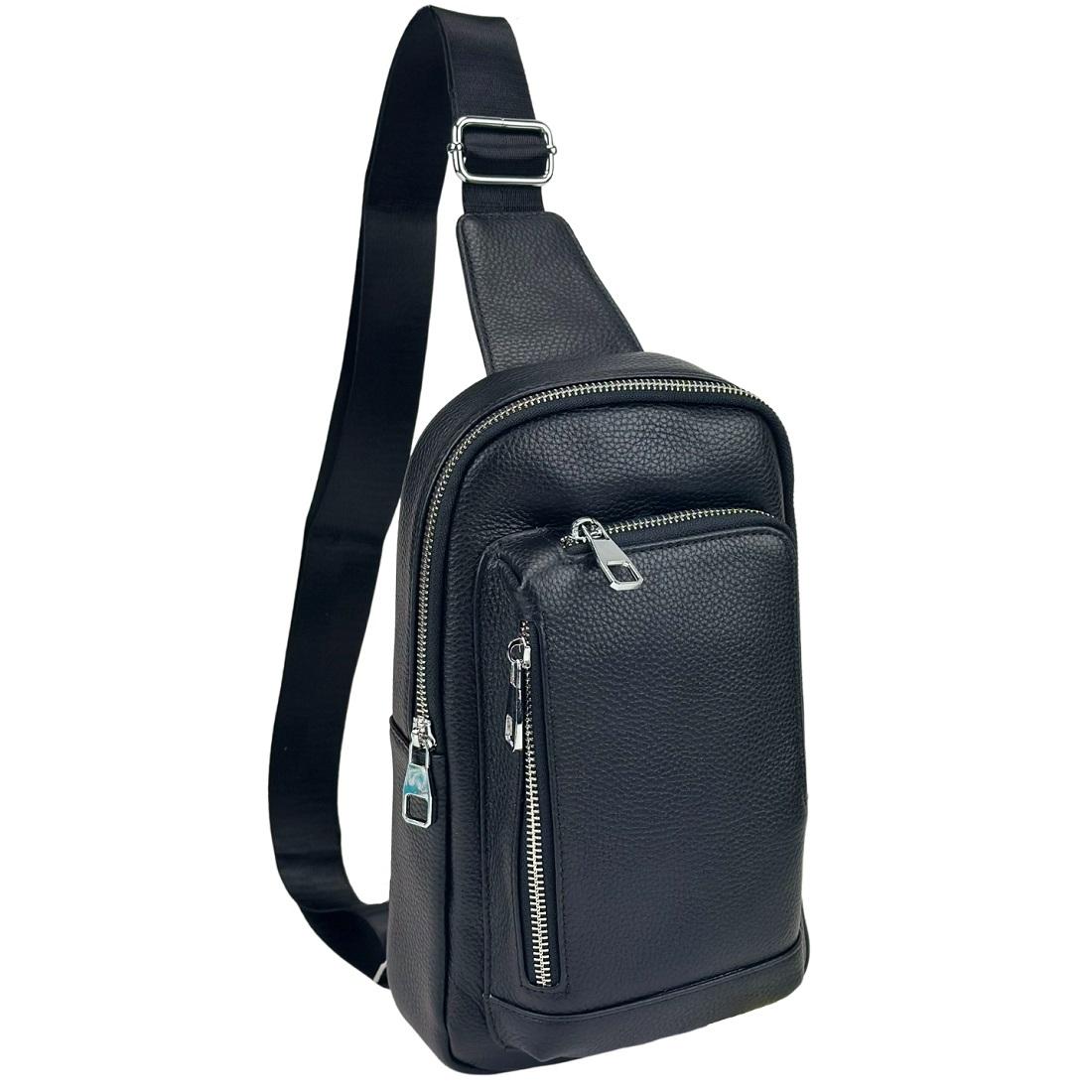 Шкіряний чорний слінг через плече Tiding Bag A25F-250131A