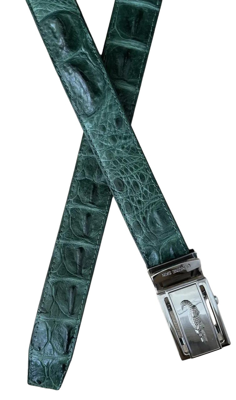 Ремінь чоловічий зелений із натуральної шкіри крокодила Exotic Leather (crb 05_2) — фото 1
