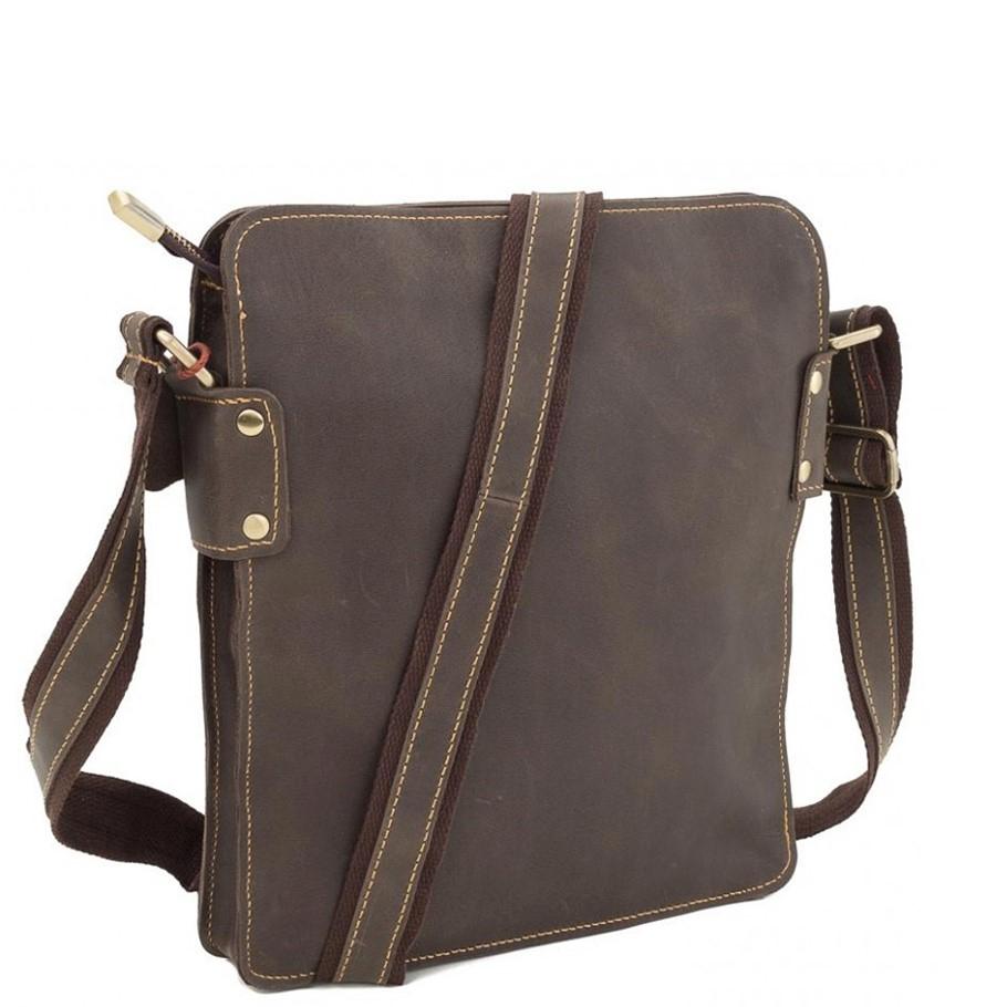 Повсякденна чоловіча наплічна шкіряна сумка на блискавці Tiding Bag G8856C — фото 1