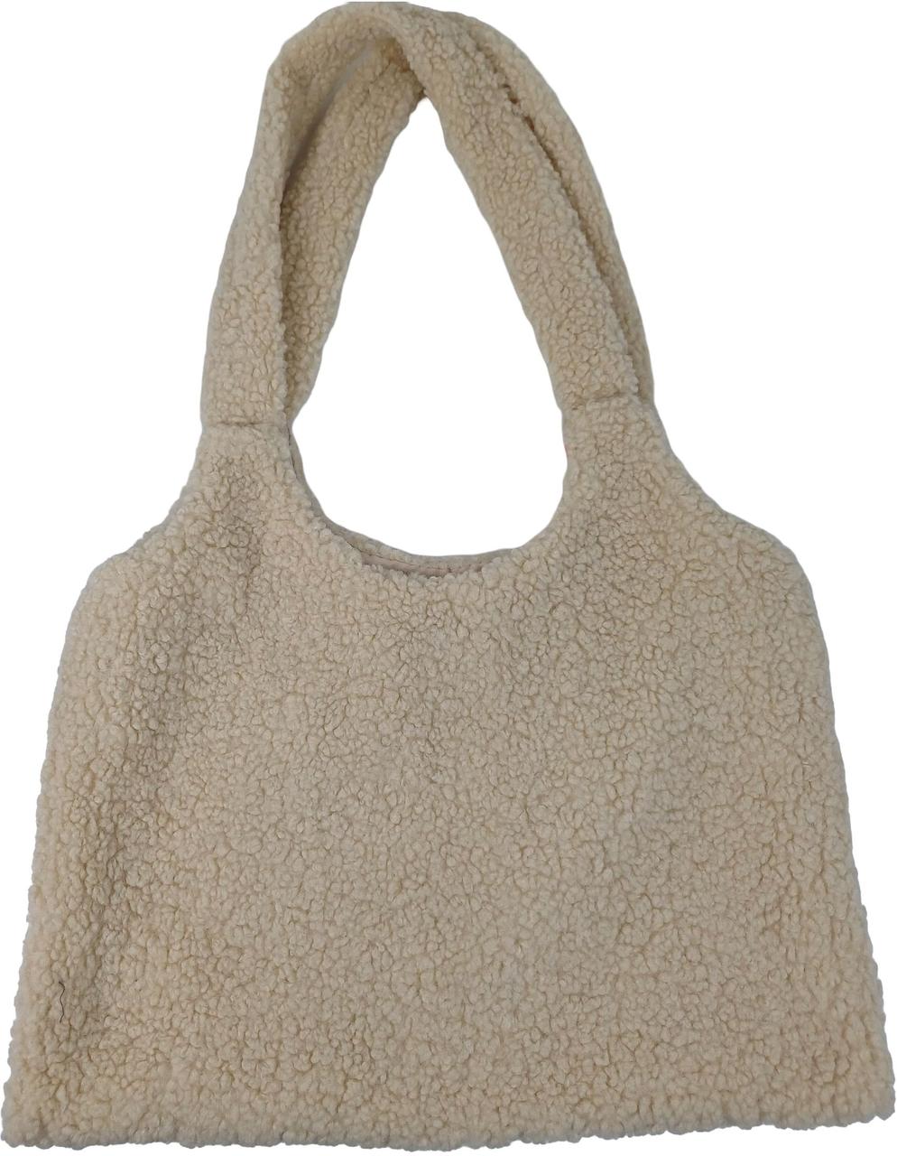 Жіноча плюшева сумка через плече 🧸 м’яка Teddy Bag, тренд 2026 бежева