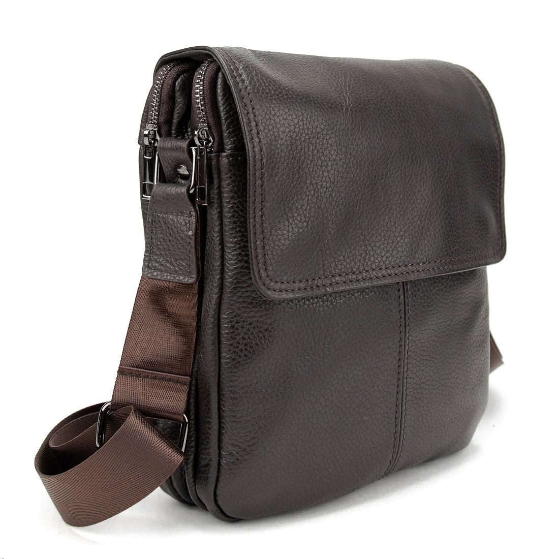 Шкіряний месенджер з клапаном на два відділи Tiding Bag M56-3508C — фото 1
