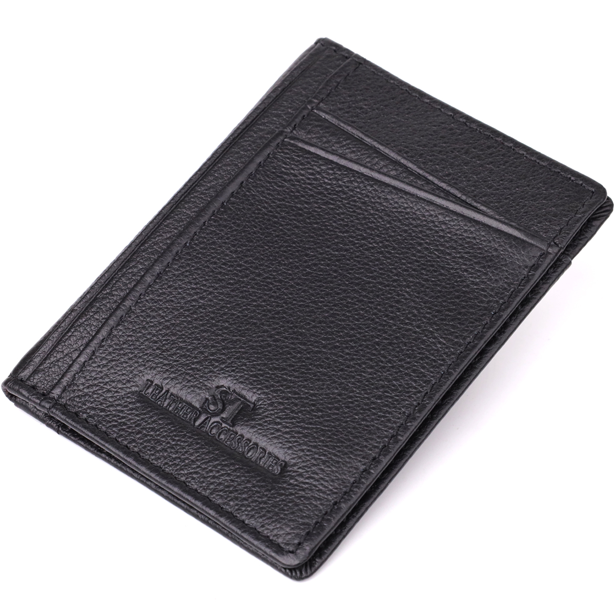 Чоловічий гаманець для карток із натуральної шкіри ST Leather 23091 Чорний