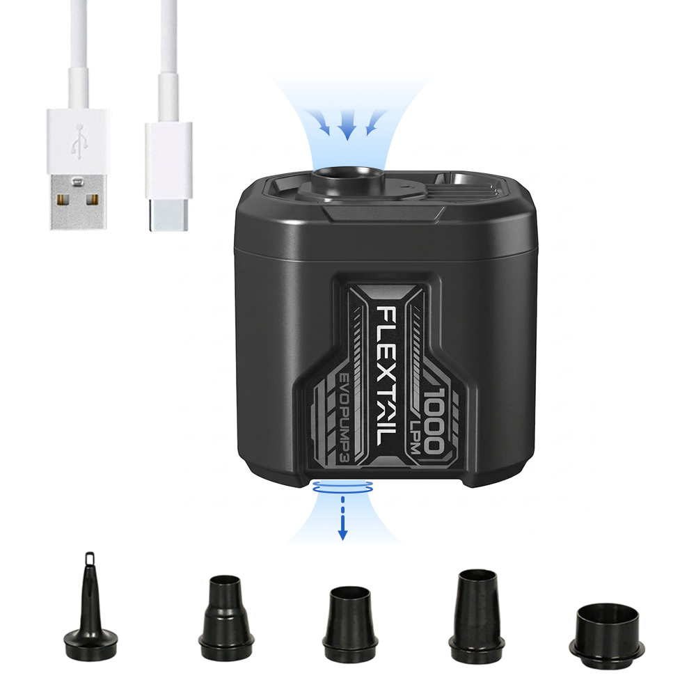 Портативний повітряний насос Flextail Evo Pump 3, 1000 л/хв, чорний