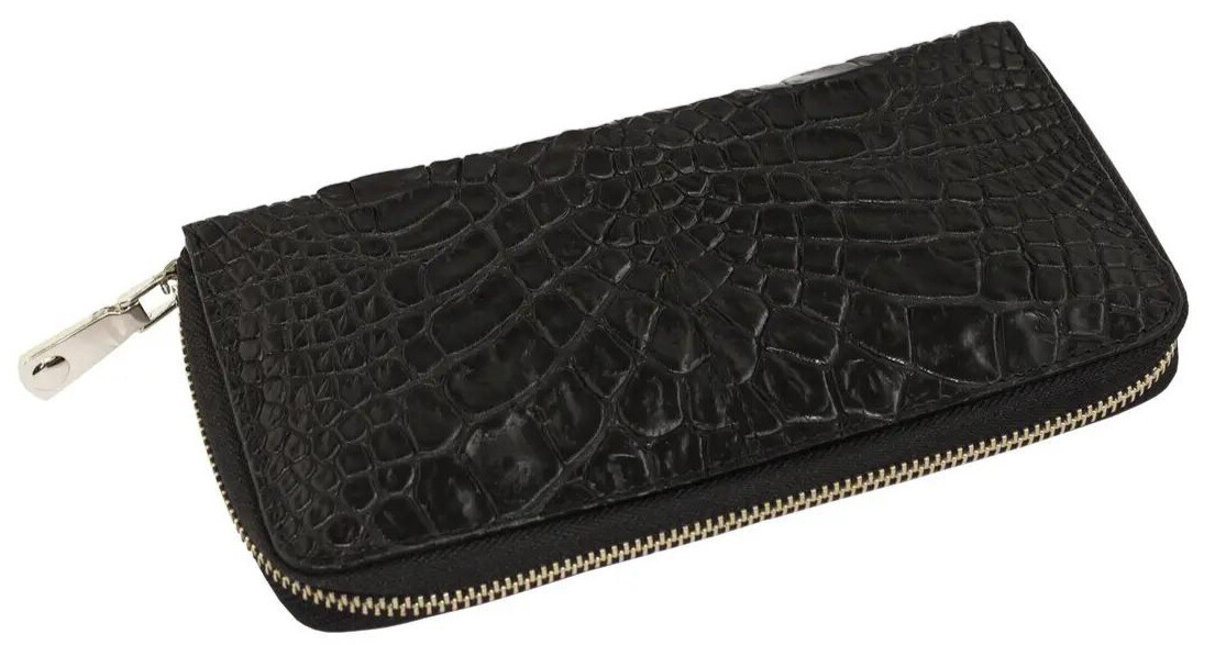 Гаманець Exotic Leather з натуральної шкіри крокодила Чорний (cw 82_6)
