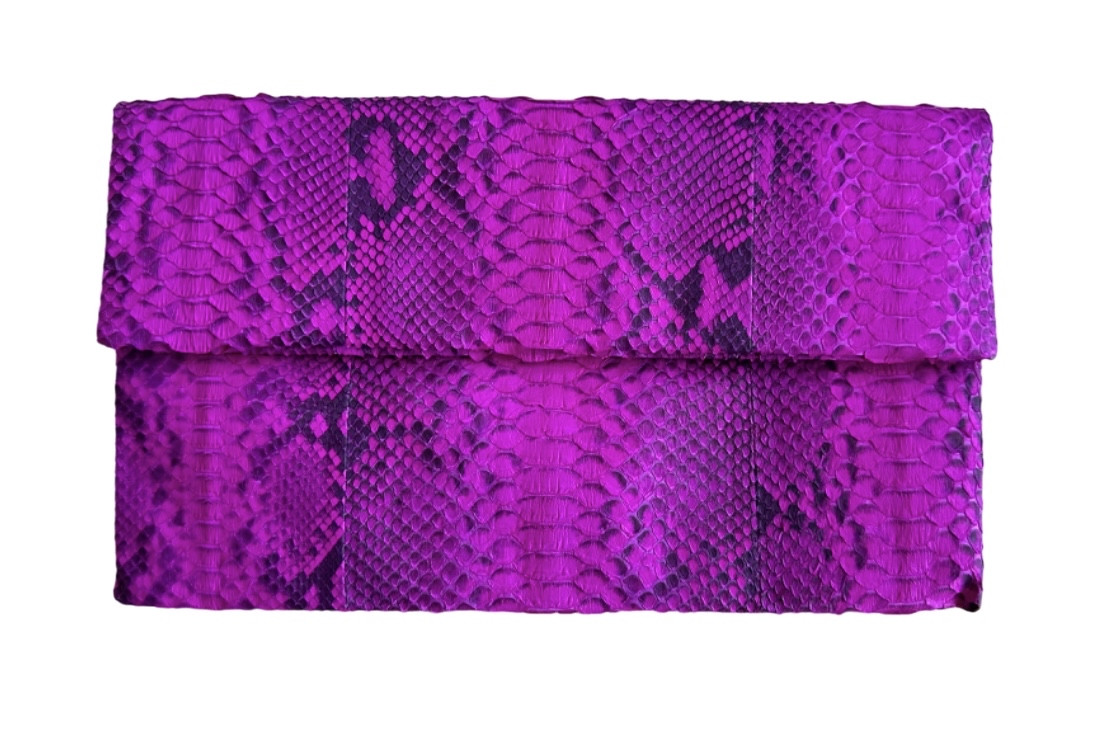 Жіночий клатч із натуральної шкіри пітона яскравий фуксія Exotic Leather (snc02_2)