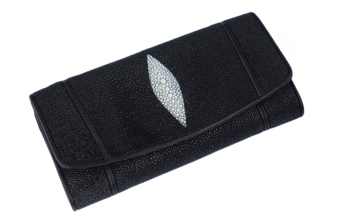 Гаманець зі шкіри ската Exotic Leather Чорний (stw 142)