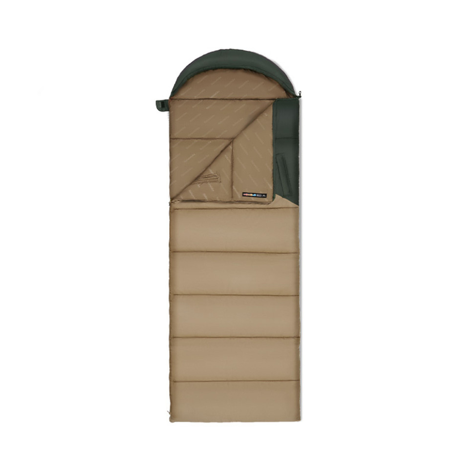 Спальник з капюшоном Naturehike Sunny Day PL02 U350 CNK2550WS028, (6°C), правий, коричнево-зелений