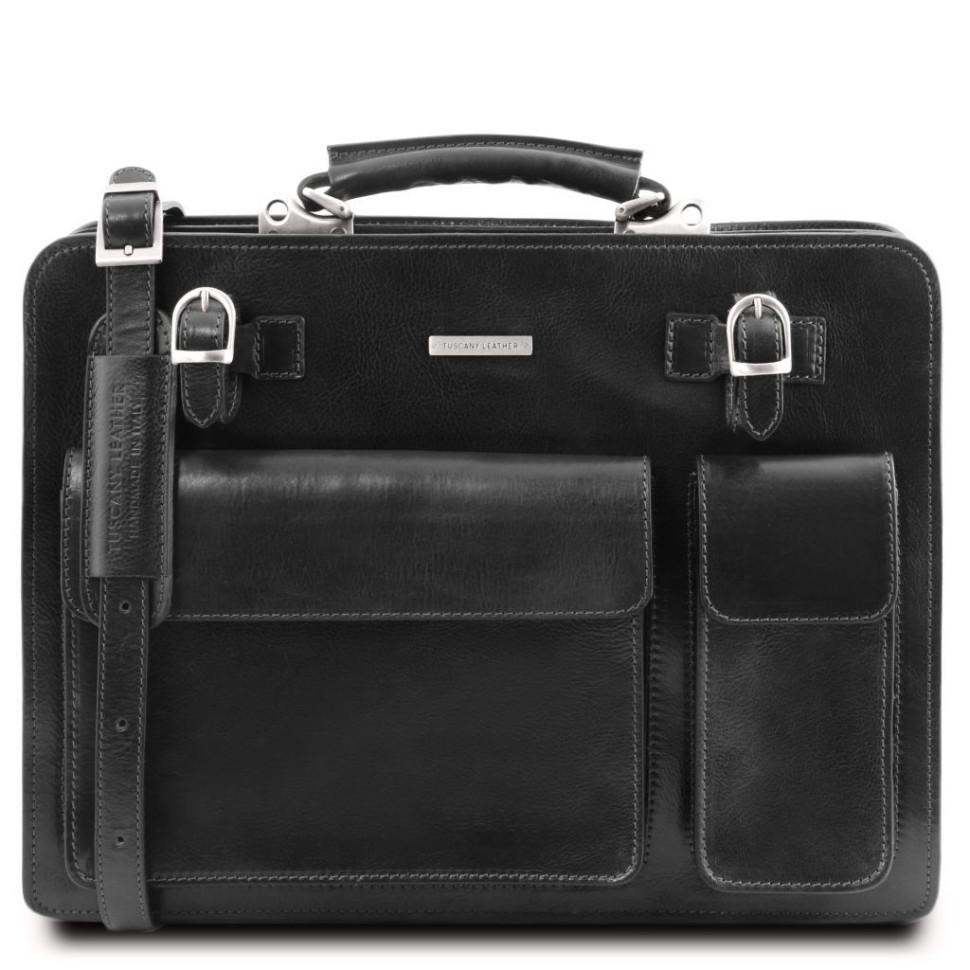 Чоловічий шкіряний портфель 2 відділення Tuscany Leather Venezia TL141268 (чорний)