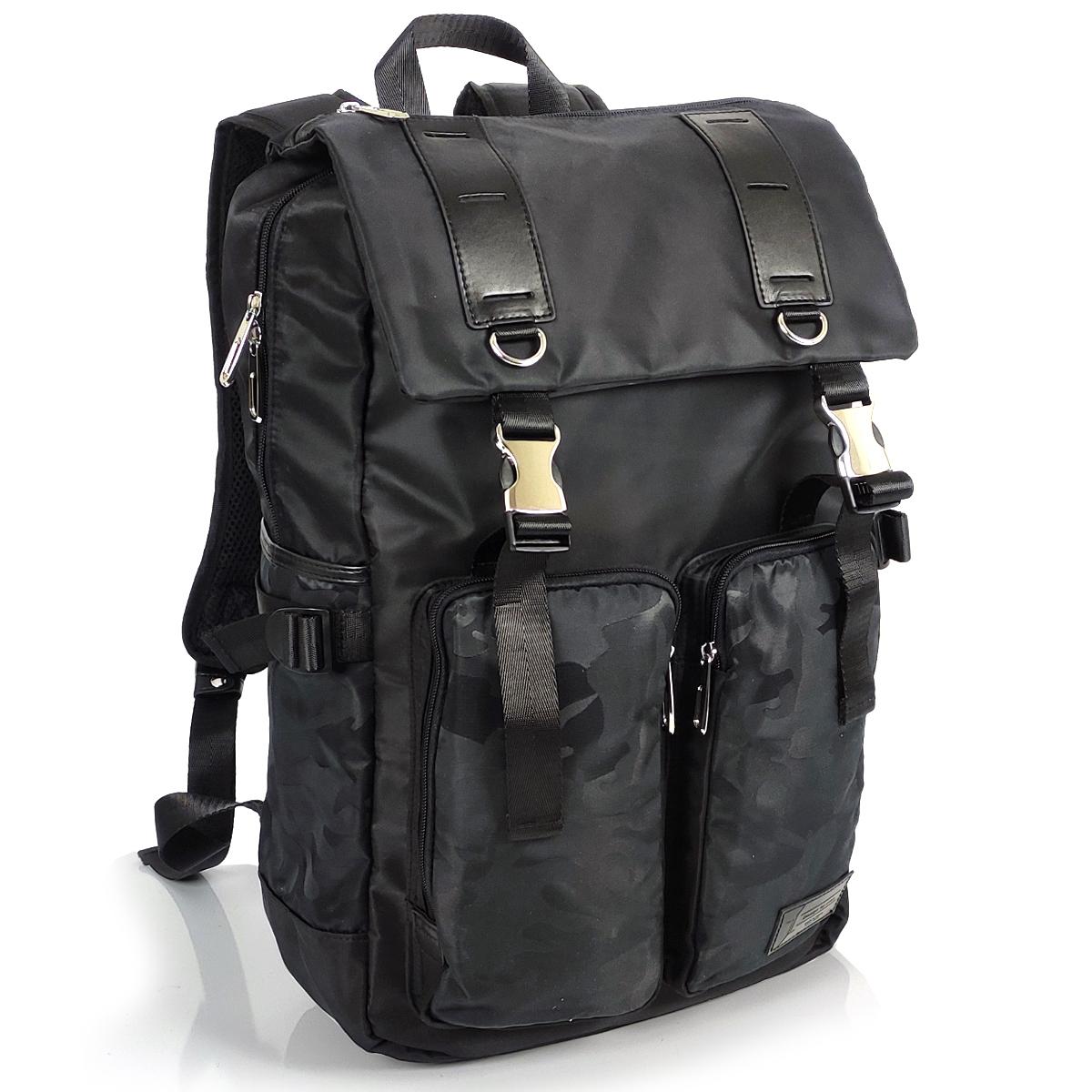 Чорний великий рюкзак Tiding Bag BPT01-CV-174254-1A з клапаном
