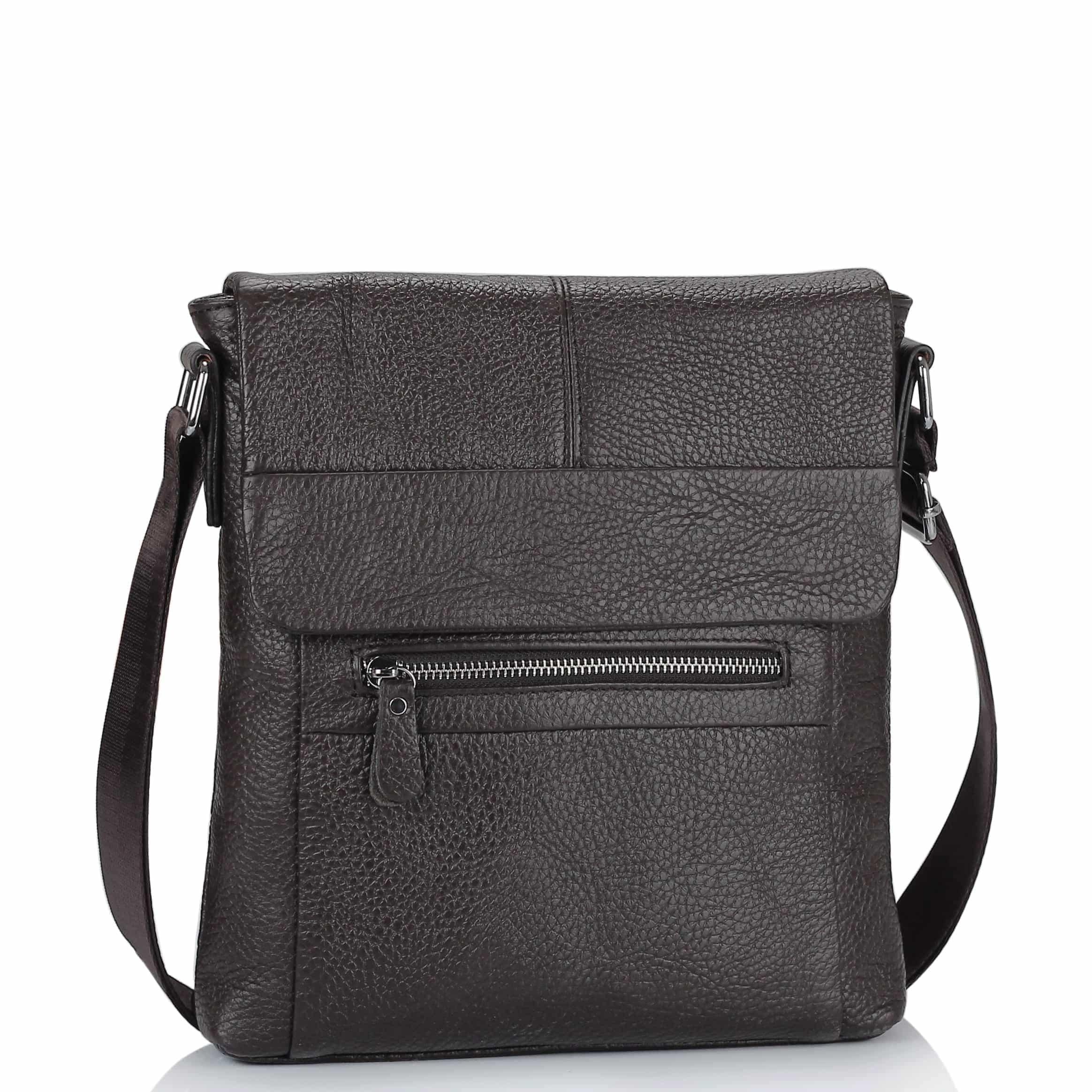 Шкіряна чоловіча сумка через плече коричнева Tiding Bag M38-9117-2B
