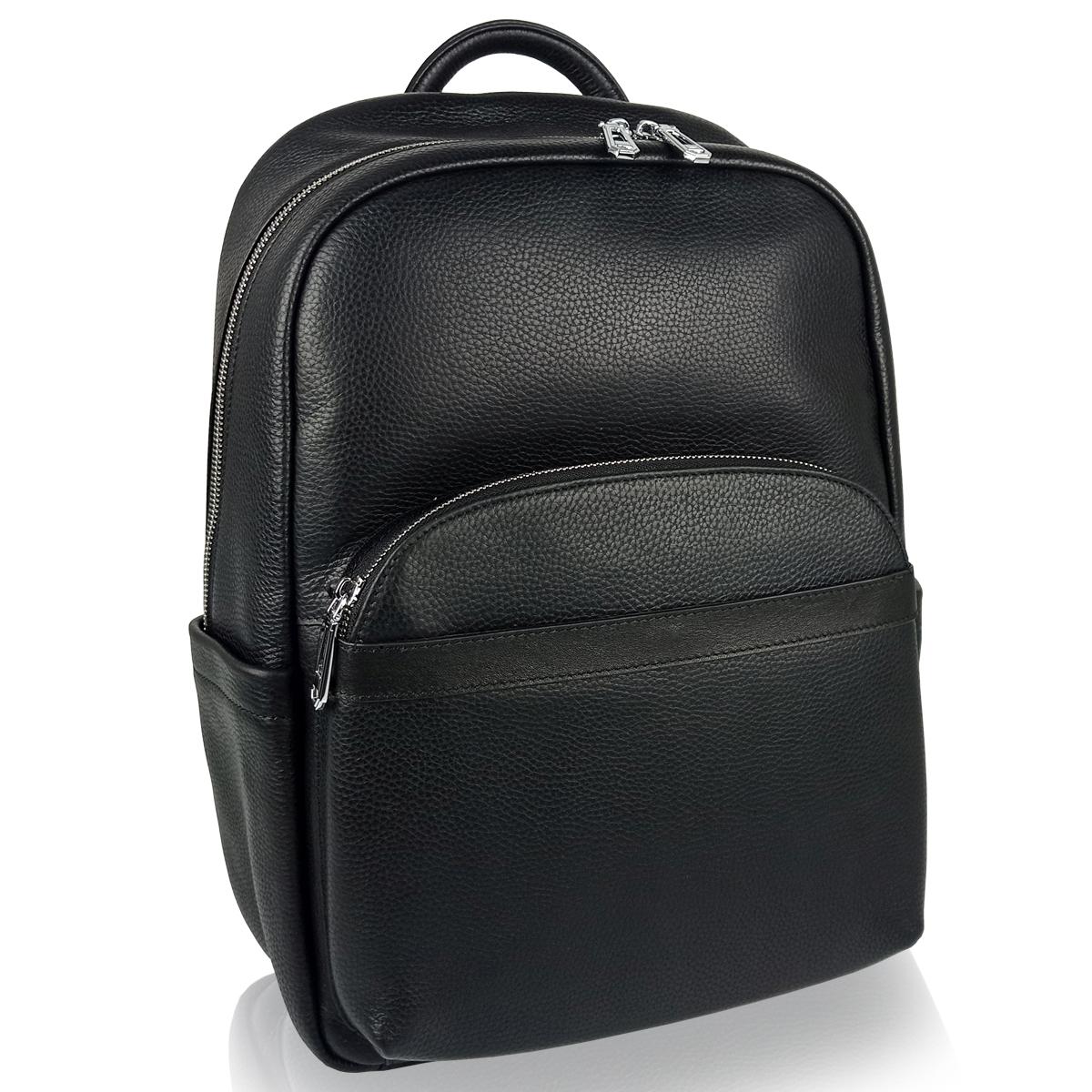 Чоловічий шкіряний рюкзак чорного кольору Tiding Bag N2-201218-3A