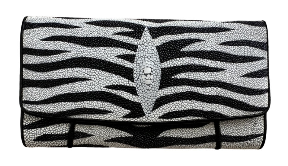 Гаманець жіночий чорно-білий зебра зі шкіри ската Exotic Leather (stw3)