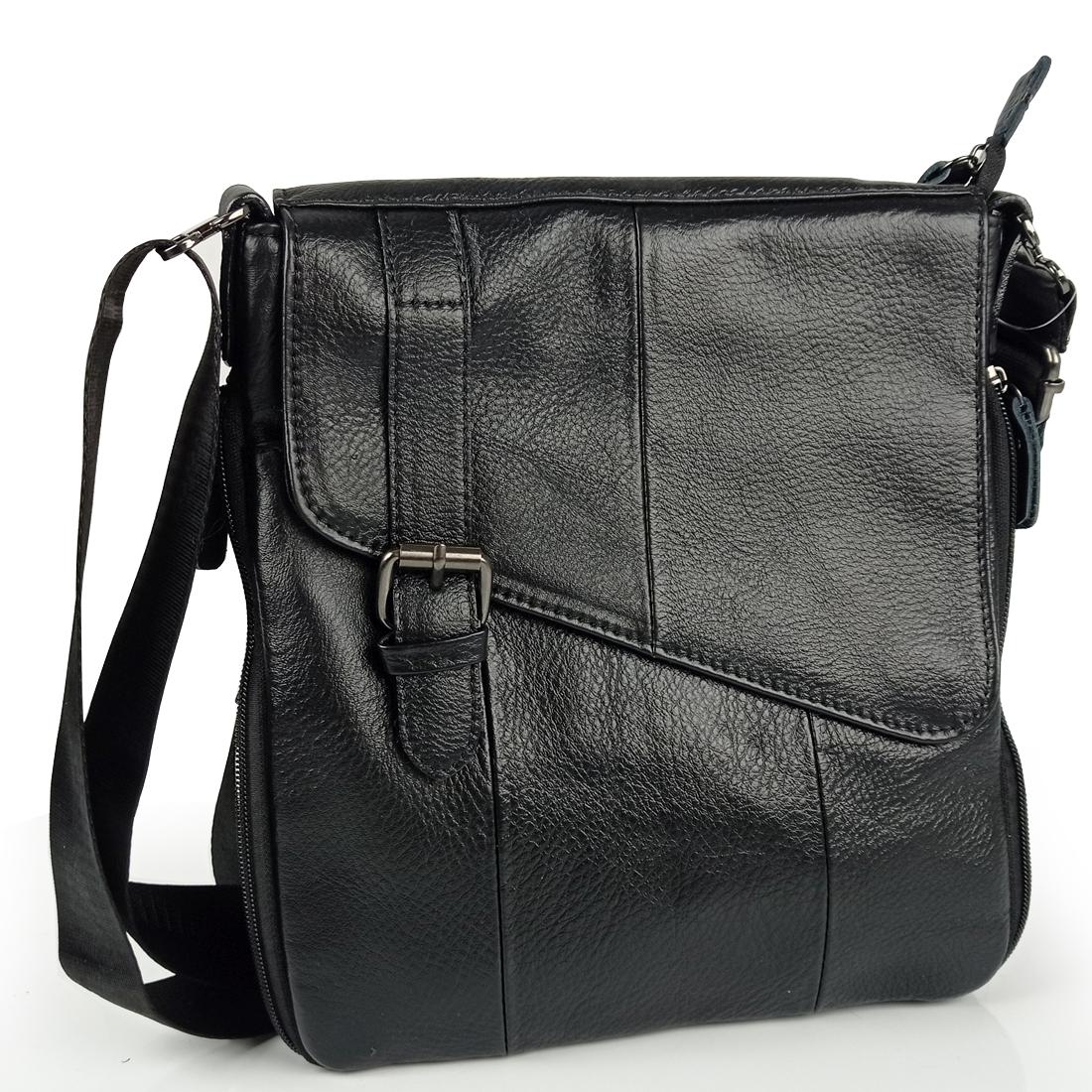 Сумка чоловіча шкіряна чорна Tiding Bag M35-1036A — фото 1