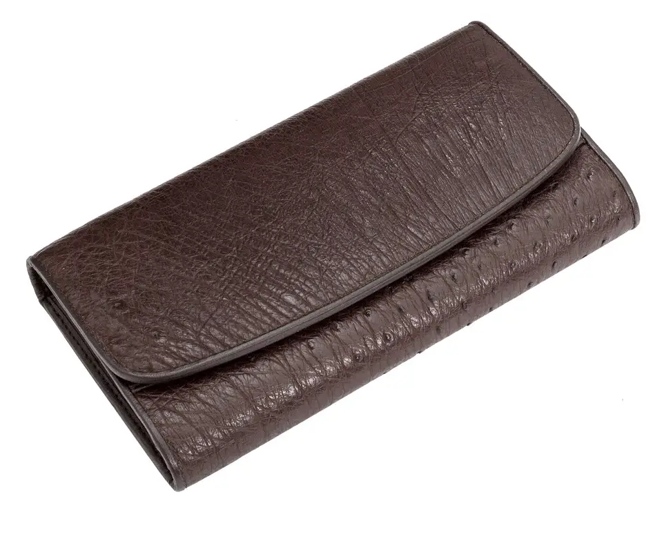 Гаманець зі шкіри страусаExotic Leather Коричневий (ow03)