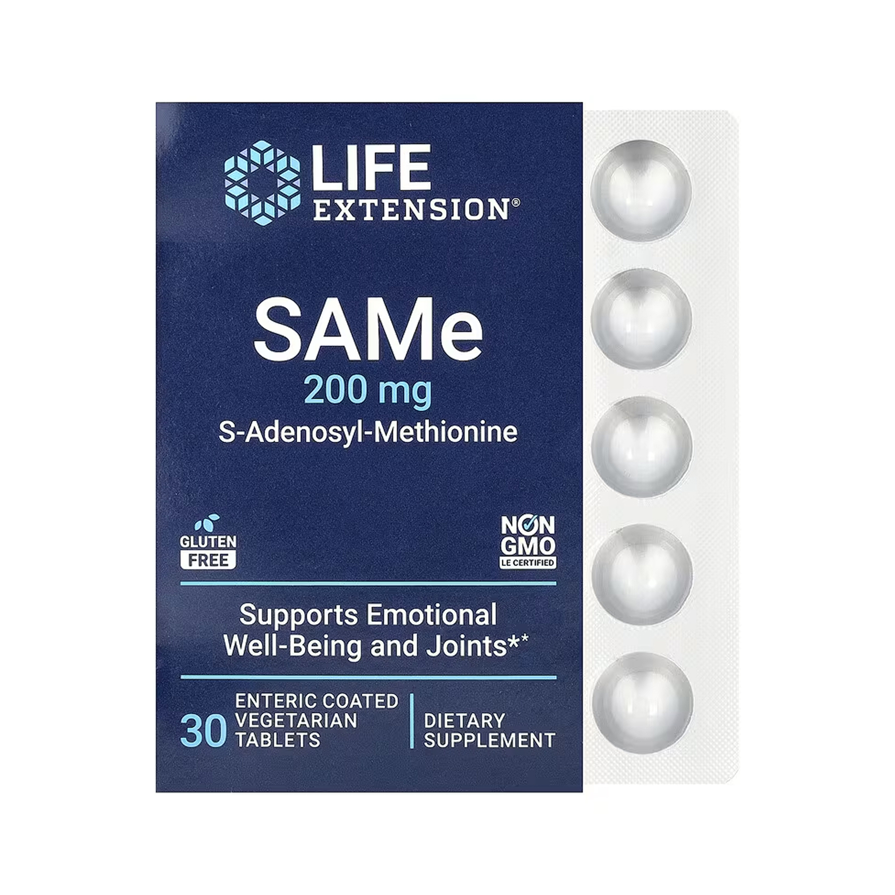 SAMe, 200 мг, 30 вег. кишковорозчинних таблеток, Life Extension