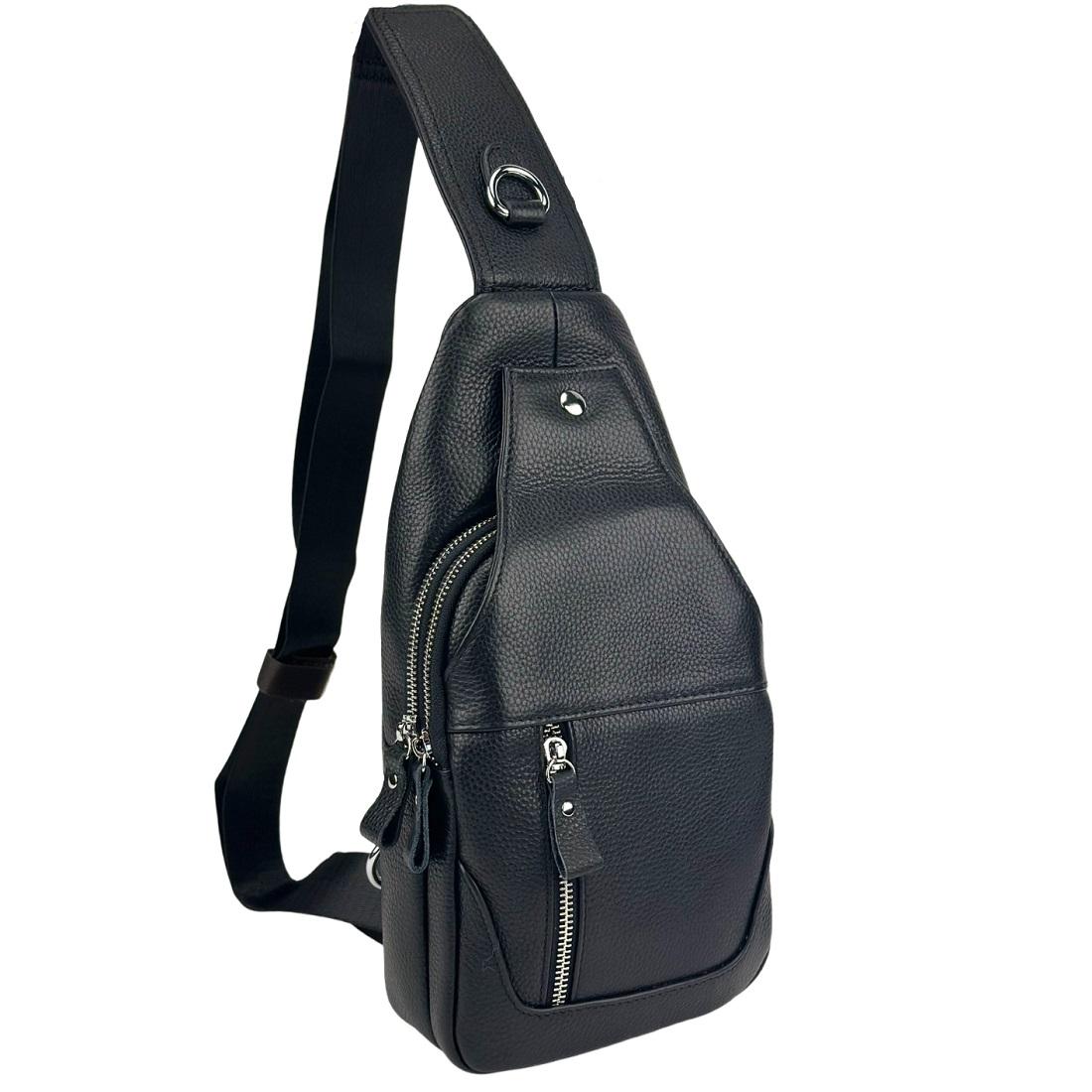 Шкіряний чорний слінг через плече Tiding Bag A25F-6809-1A