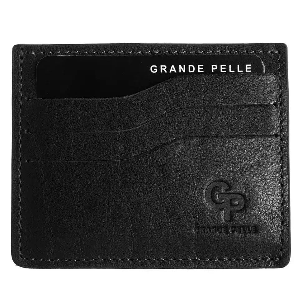 Кардхолдер Grande Pelle 305610 100х80мм глянцевая чорна шкіра