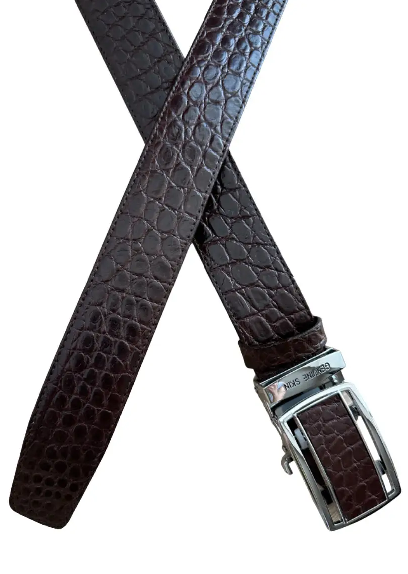 Ремінь із натуральної шкіри крокодила коричневий чоловічий Exotic Leather (crb06_1) — фото 1