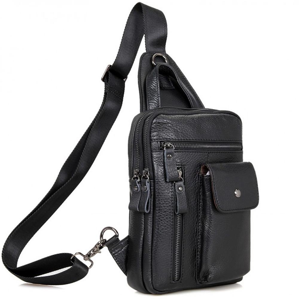 Чоловічий шкіряний рюкзак-слінг на одне плече Tiding Bag 4006A