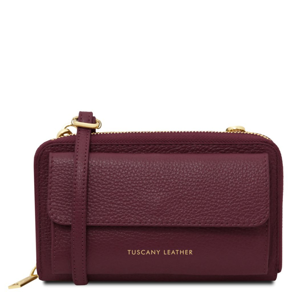 Шкіряний гаманець, сумка для телефона Urania Tuscany Leather TL142433 (Bordeaux)