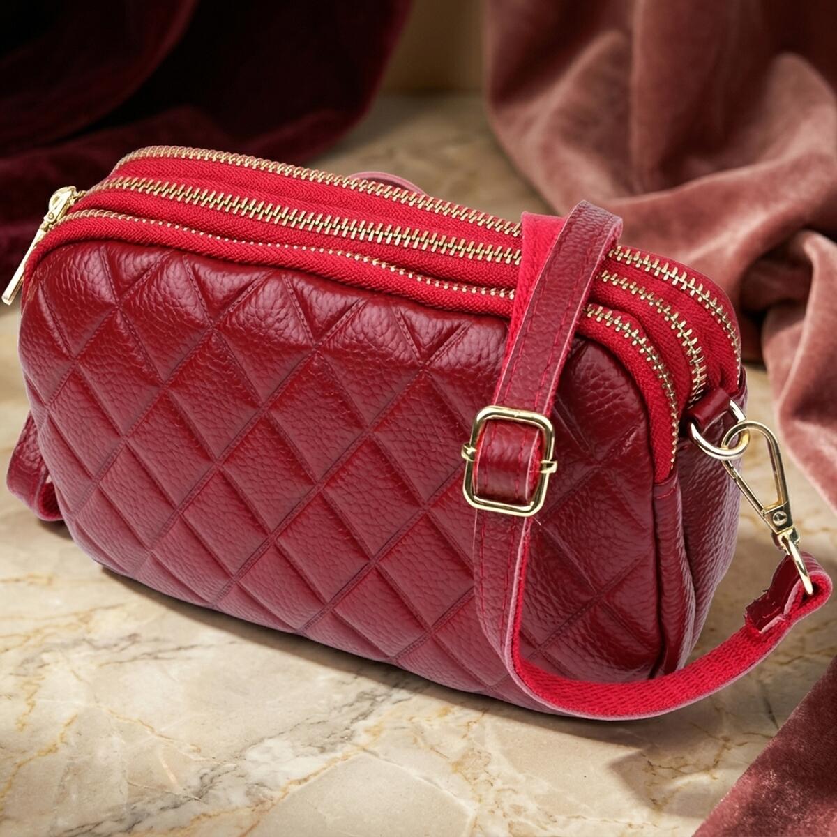 Сумка на три відділення для жінок з натуральної шкіри Vintage 22889