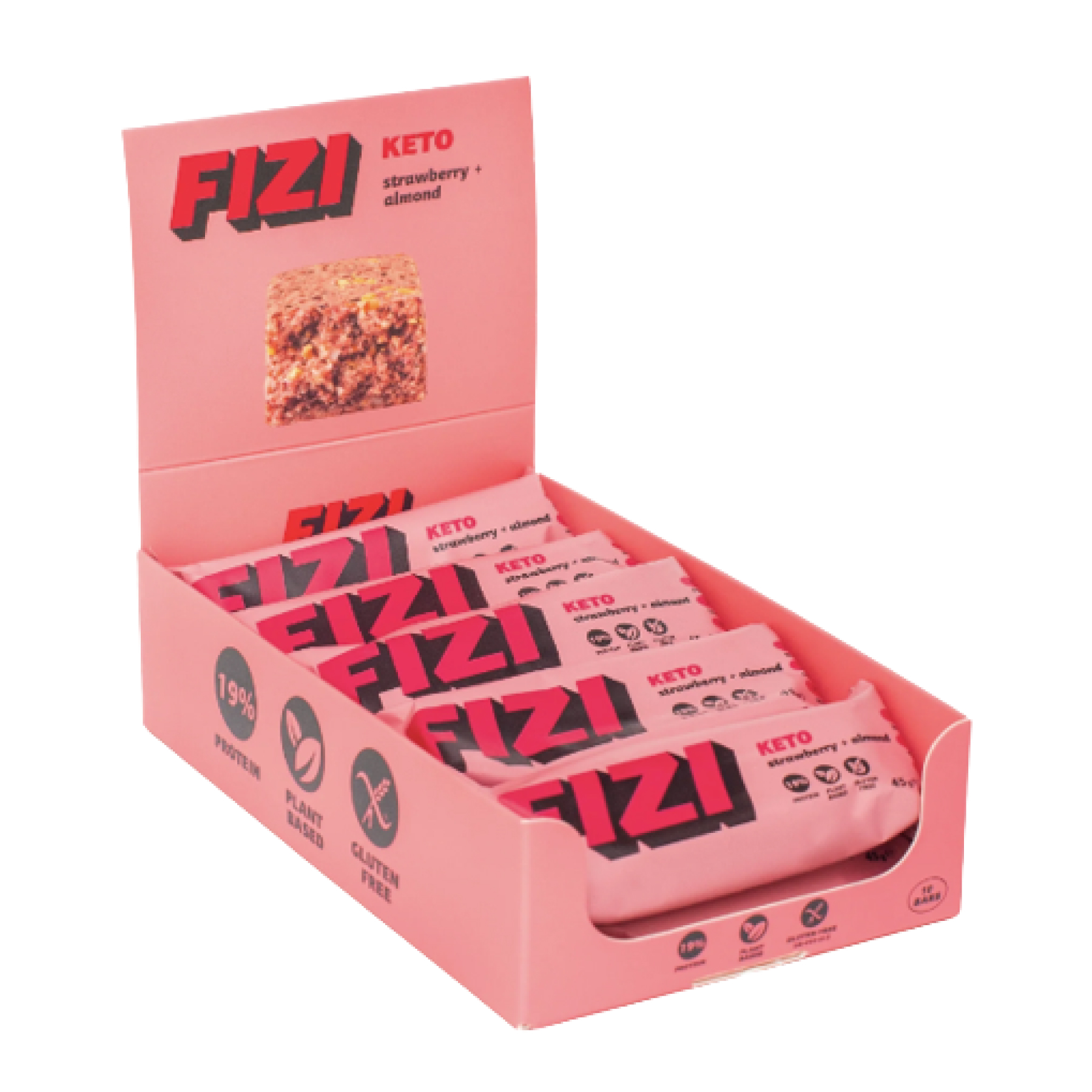 KETO Protein Bar, 10x45 г, полуниця + мигдаль