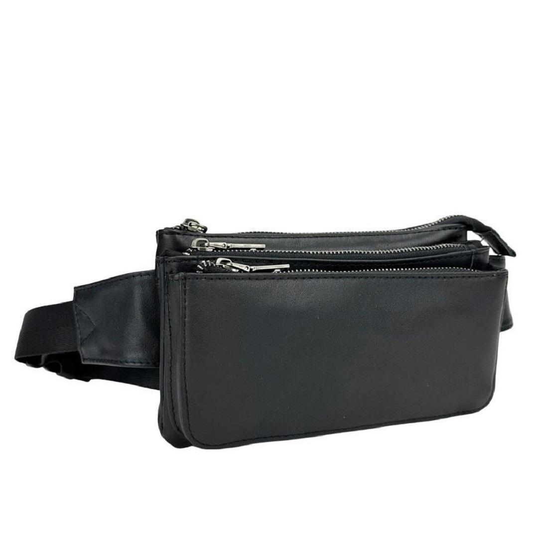 Бананка на декілька відділень в гладкій шкірі TDING BAG 6800A — фото 1