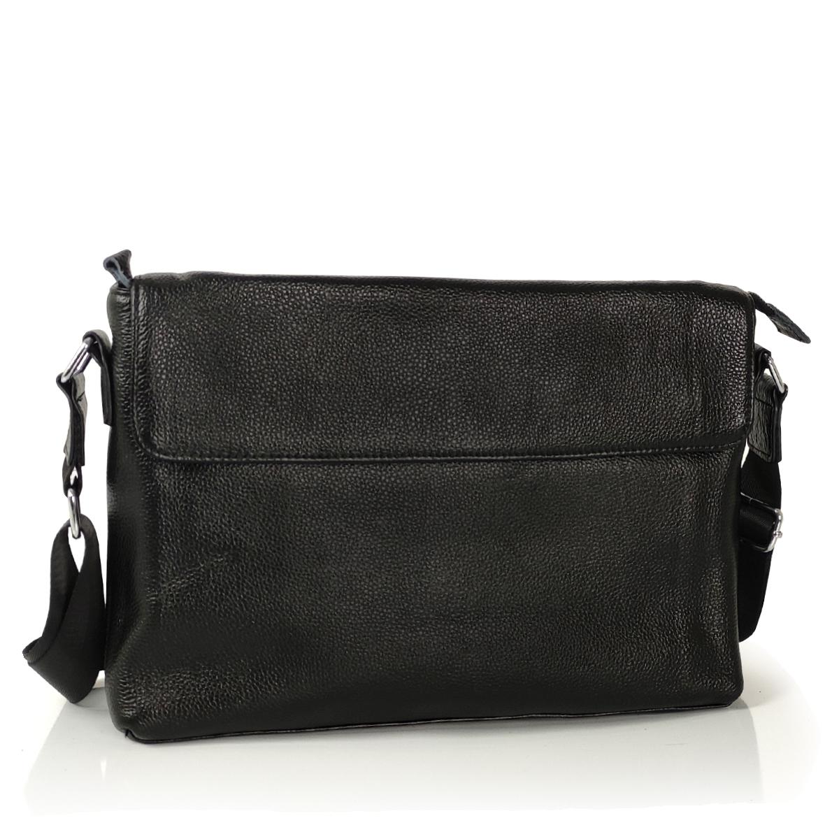 Сумка через плече чоловіча шкіряна чорна Tiding Bag FL-TRCH-6903A — фото 1