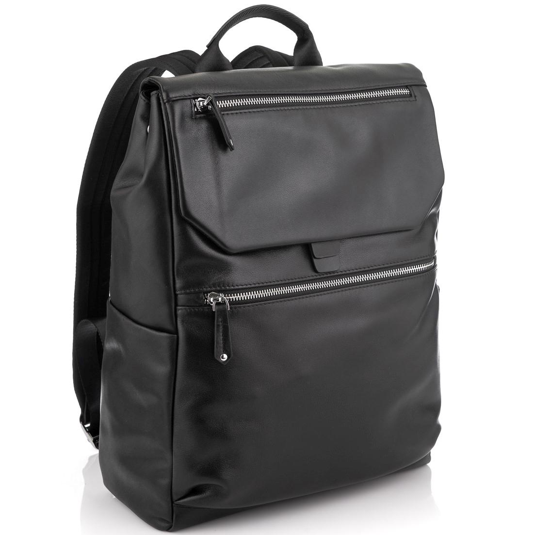 Чоловічий шкіряний рюкзак чорний Tiding Bag NM29-88066A