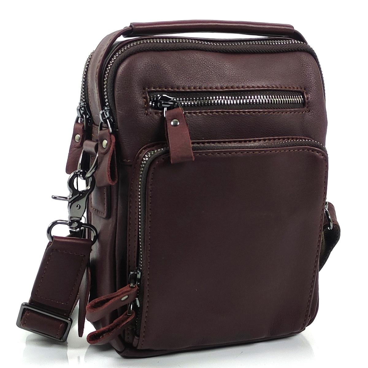 Чоловіча барсетка Tiding Bag S-JMD10-5005C із натуральної шкіри коричневого кольору.