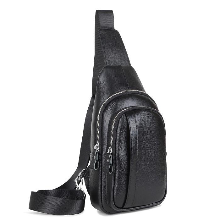 Чоловік шкіряний чорний слінг на плече Tiding Bag A25F-6601A
