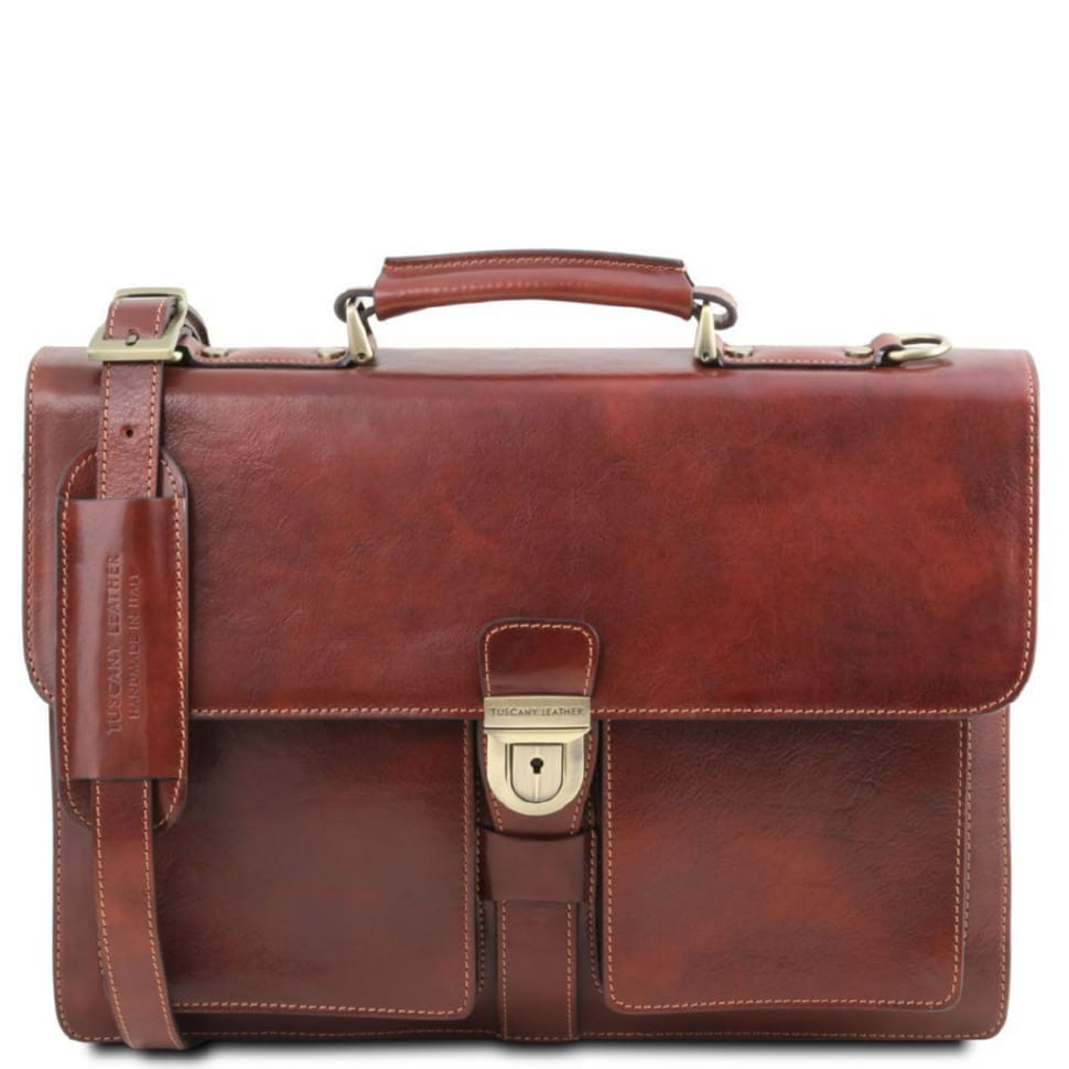 Assisi шкіряний портфель на 3 відділення Tuscany TL141825 (коричневий)