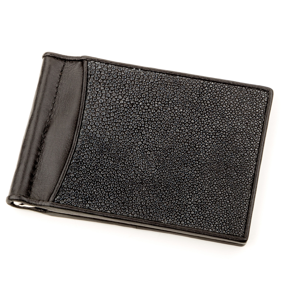 Затискач для грошей STINGRAY LEATHER 18293 з натуральної шкіри морського ската Чорний — фото 1