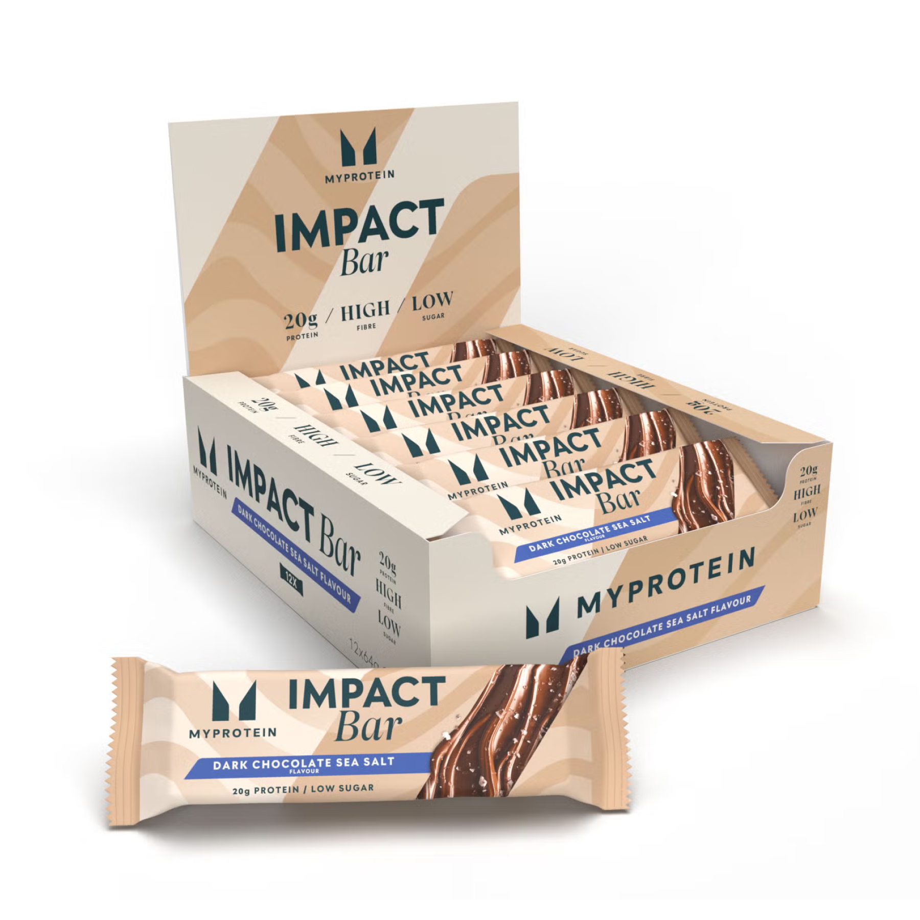 Impact Bar, 12x64 г, Темний шоколад з морською сіллю