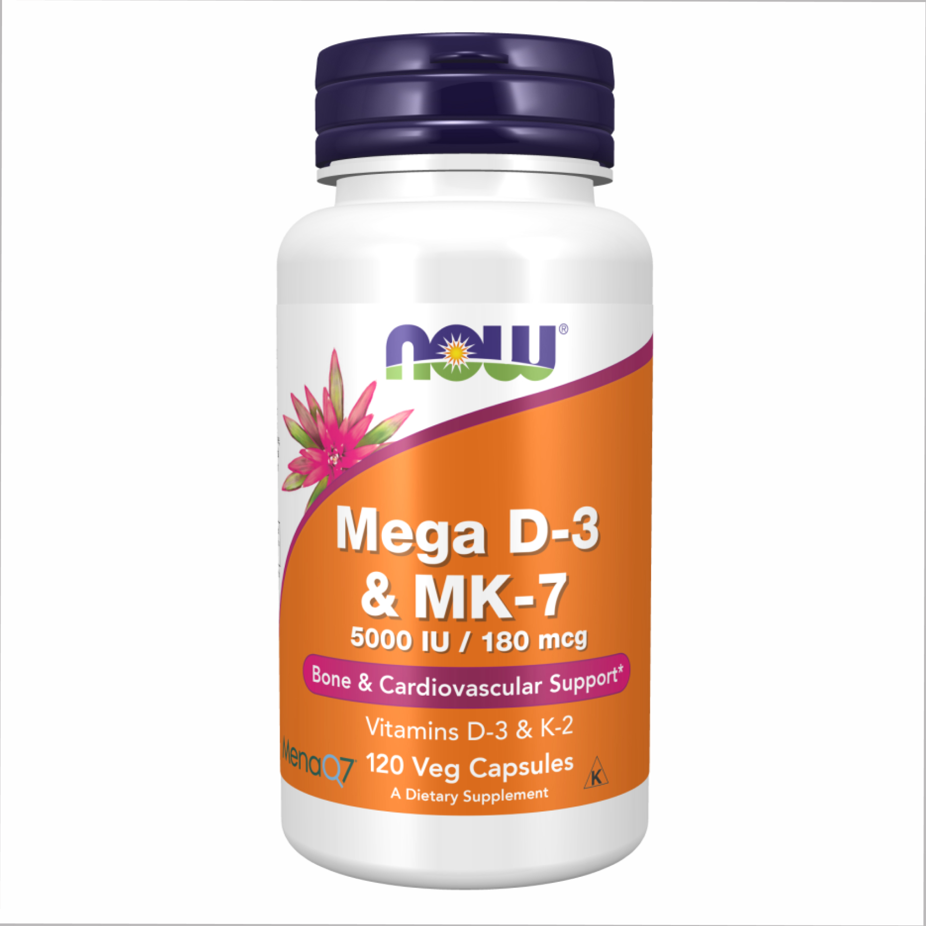 Вітамін D3 та K2 (MK-7), 120 вег. капсул, Now Foods