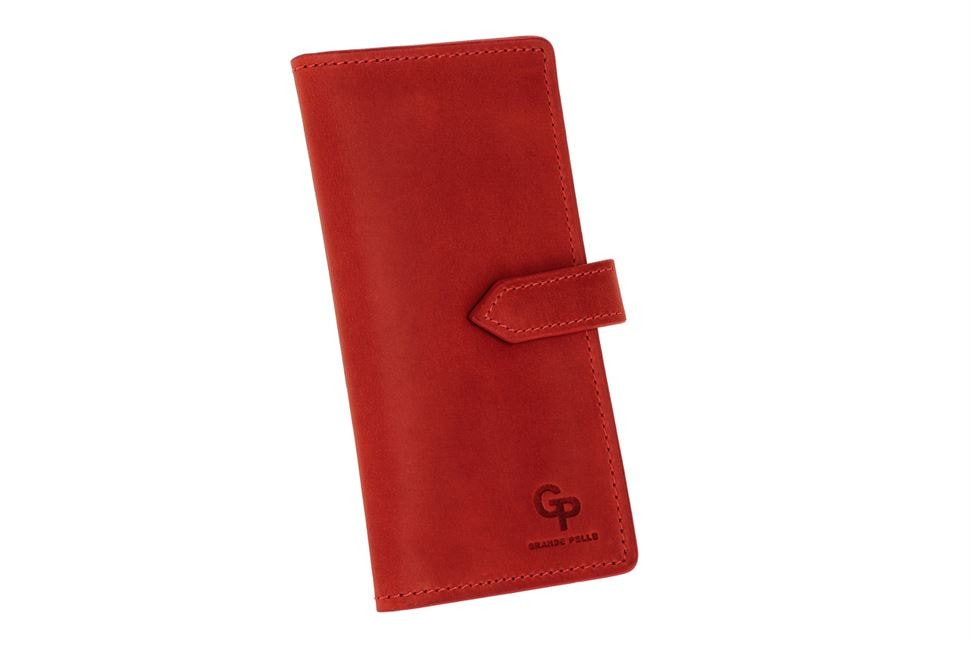 Портмоне жіноче с хлястиком червоне Grande Pelle 523160