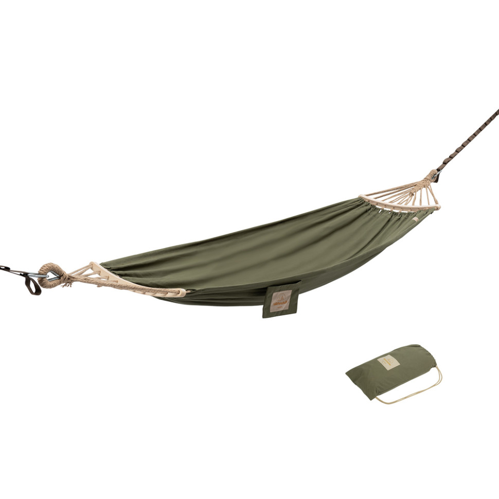 Гамак одномісний без перекидання Naturehike CNK2450WS018, бавовна, зелений