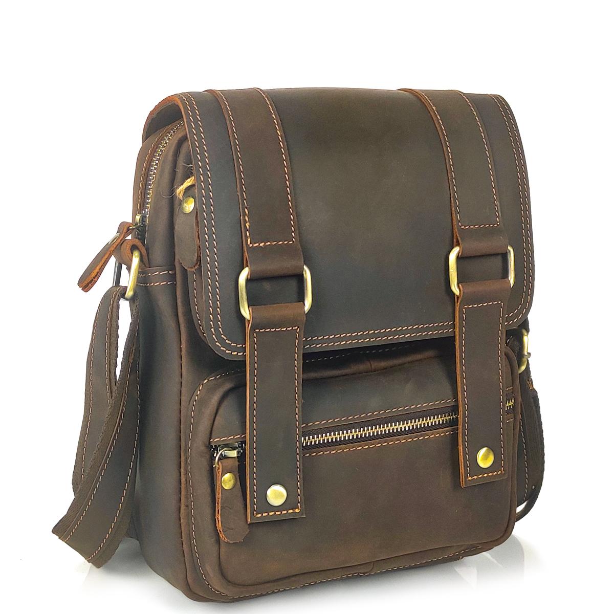 Чоловічий месенджер з вінтажної коричневої шкіри Tiding Bag T1172