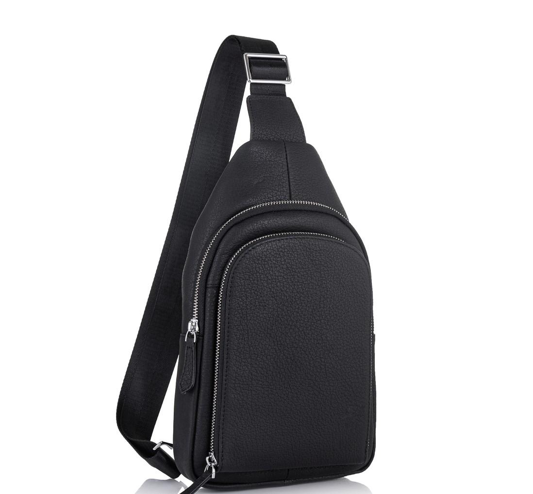 Чоловіча шкіряна сумка-слінг чорна Tiding Bag SM8-812A