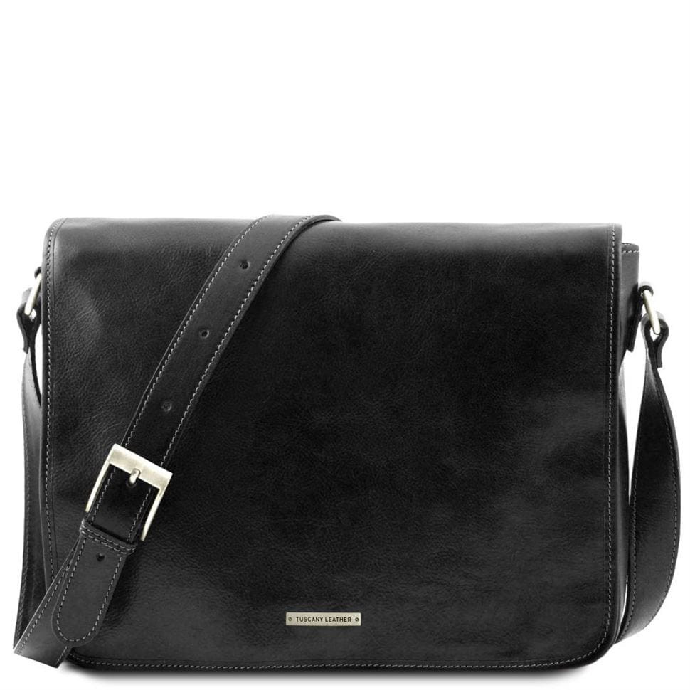 Чоловічий шкіряний мессенджер Tuscany Leather Messenger Double TL90475 (чорний)