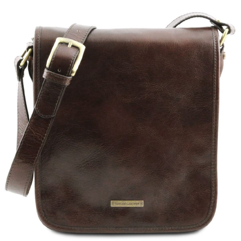 Чоловічий великий шкіряний мессенджер Tuscany Leather Messenger TL141255 (Темно-коричневий)
