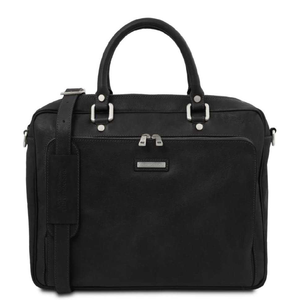 Pisa шкіряний портфель для ноутбука з передньою кишенею Tuscany TL142427 (чорний)