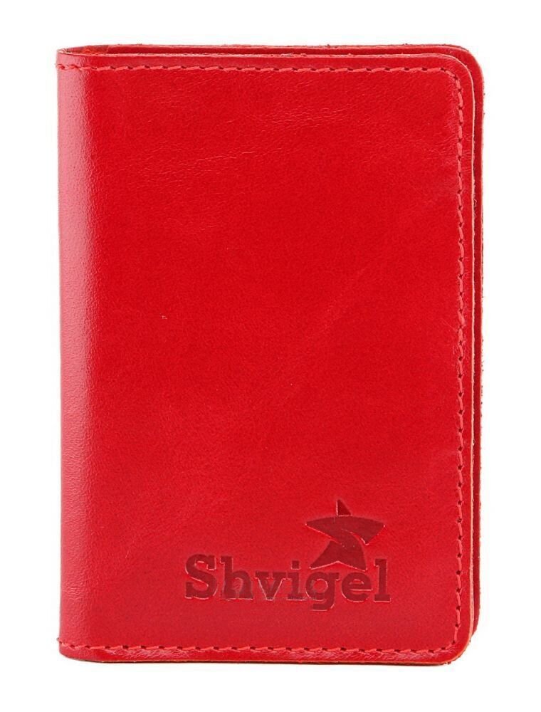 Шкіряна яскрава візитниця Shvigel 00116 червона