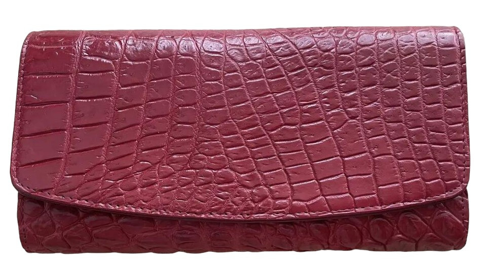 Гаманець портмоне жіночий із натуральної шкіри крокодила Exotic Leather бордовий (cw 95_4)