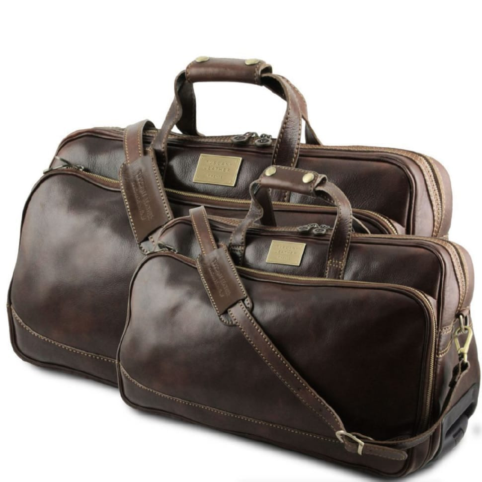 Шкіряний набор сумок на колесах Tuscany Leather Bora Bora TL3072 (Темно-коричневий)