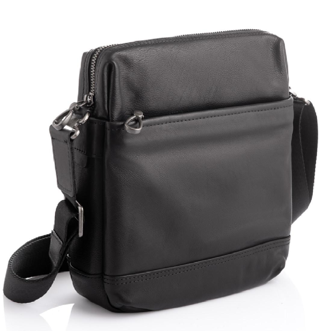 Шкіряний месенджер чорного кольору TIDING BAG S-JMD10-315A
