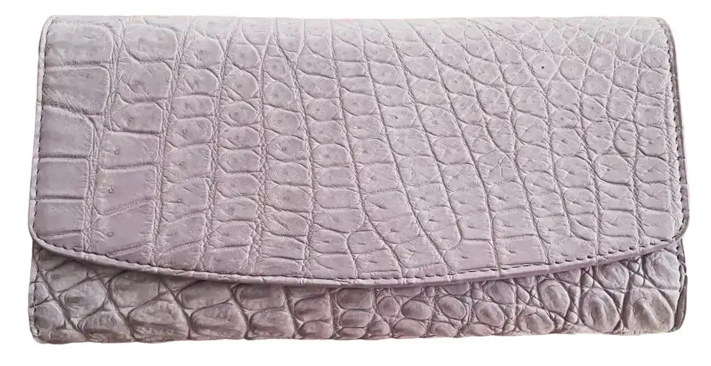 Гаманець портмоне жіночий із натуральної шкіри крокодила ліловий Exotic Leather (cw 95_7)