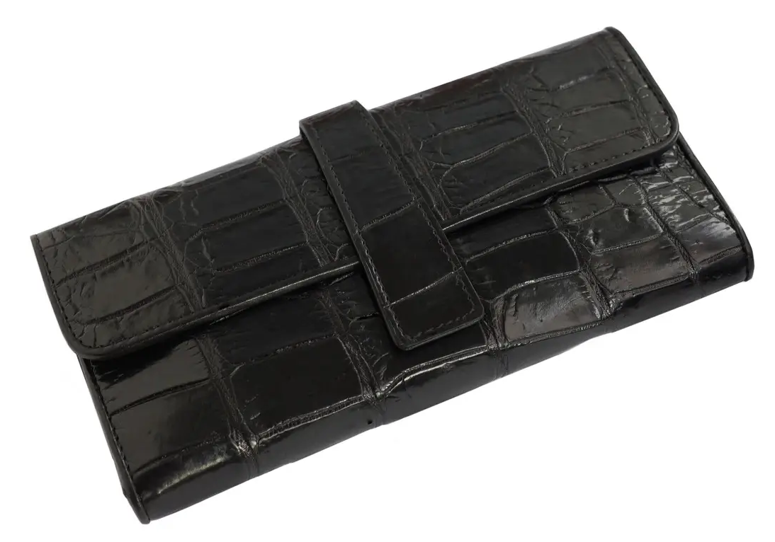 Гаманець зі шкіри крокодила жіночий Exotic Leather Чорний (cw24) — фото 1