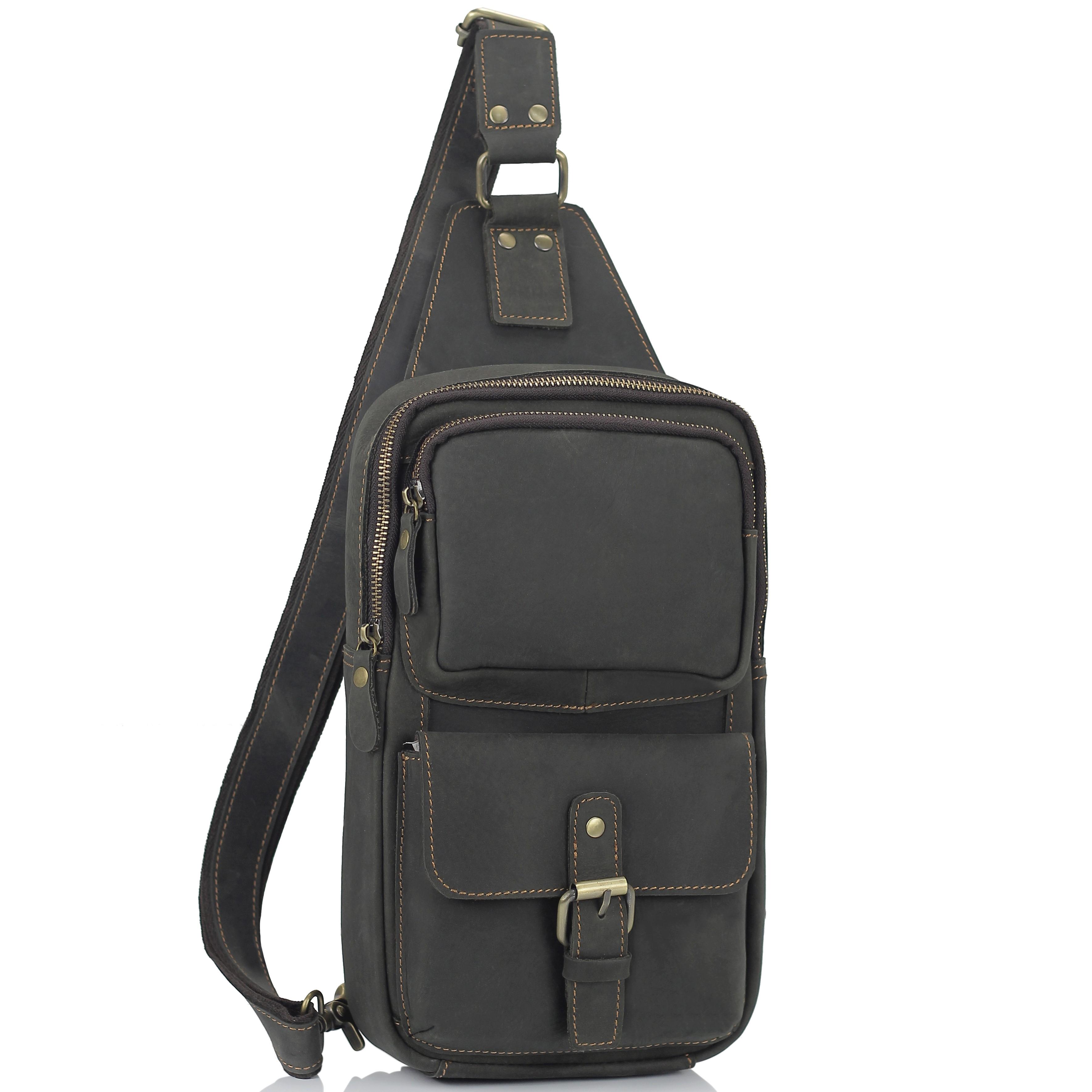Чоловіча сумка-слінг коричневого кольору Tiding Bag t2105